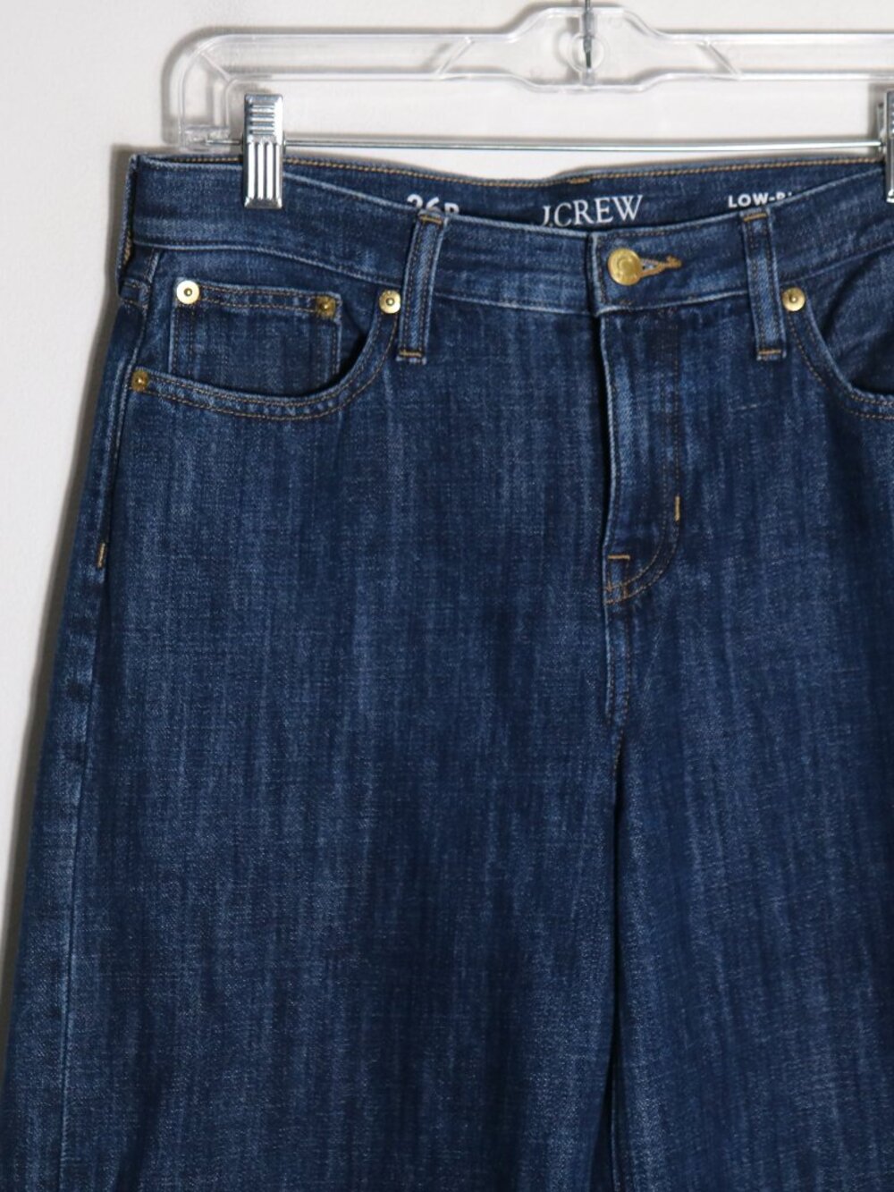 J Crew Low Rise Wide Leg Jeans Womens 26P Petite Dark Wash Baggy Loose - Picture 2 of 5